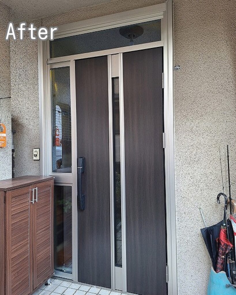 玄関交換のこだわり①｜外額縁を他社より細い50mmで仕上げた理由